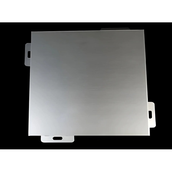 Grey folded panel with perimeter fixing tabs against a dark background