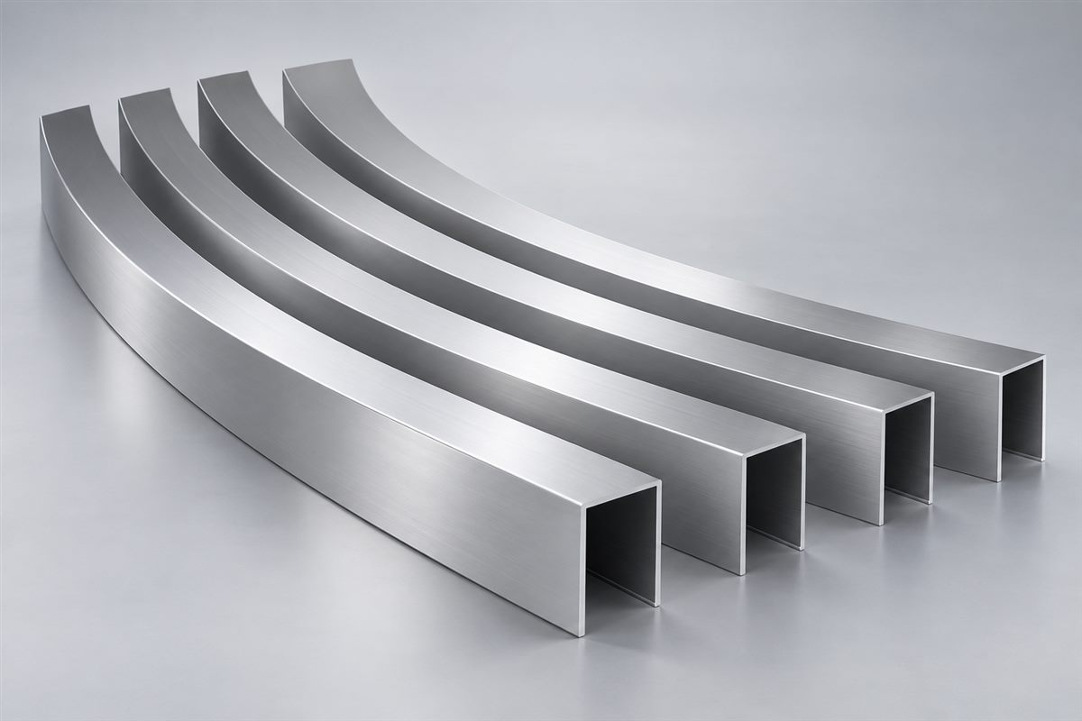 Curved aluminum baffle product visualization